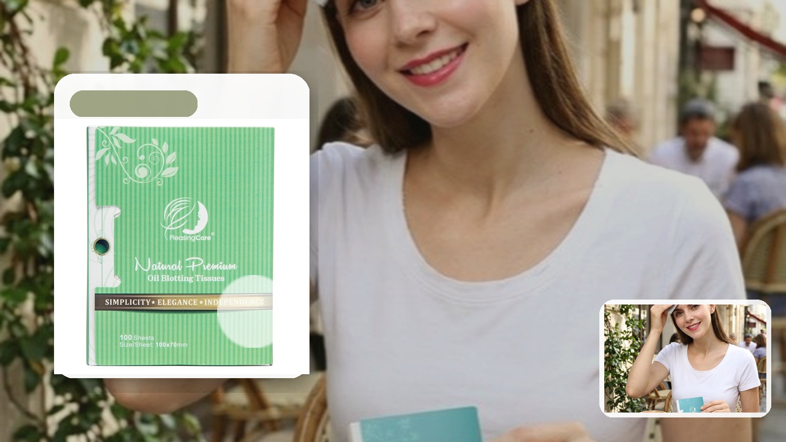 Best Blotting Paper for Beach Town Weekends using PleasingCare blotting paper in a travel setting
