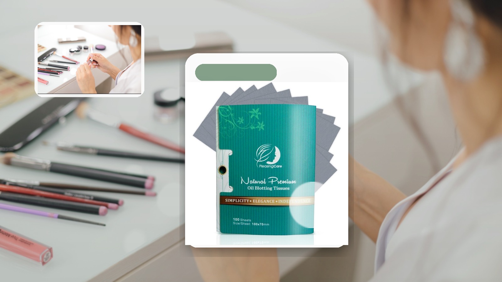 Best Blotting Paper for Coworking Days using PleasingCare blotting paper in a desk setting