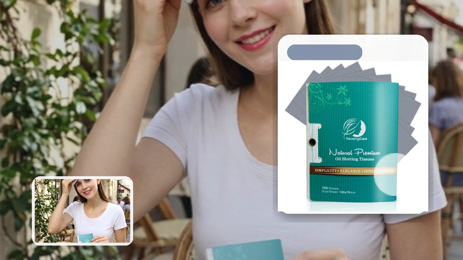 Best Blotting Paper for Long Errand Days using PleasingCare blotting paper in a travel setting