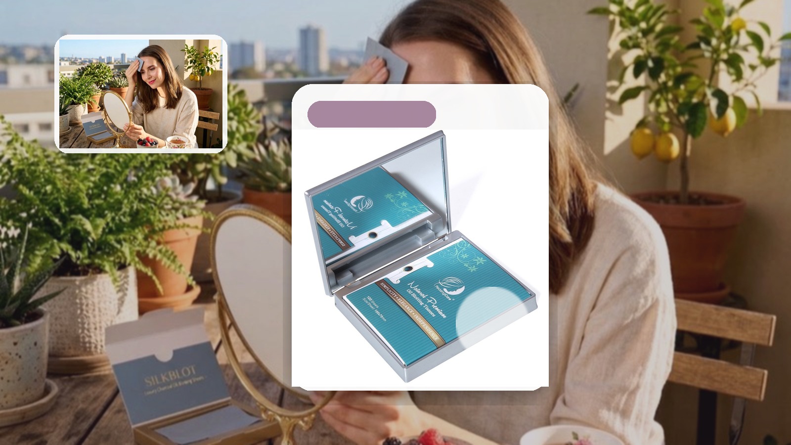 Best Blotting Paper for Theme Park Days using PleasingCare blotting paper in an outdoor setting