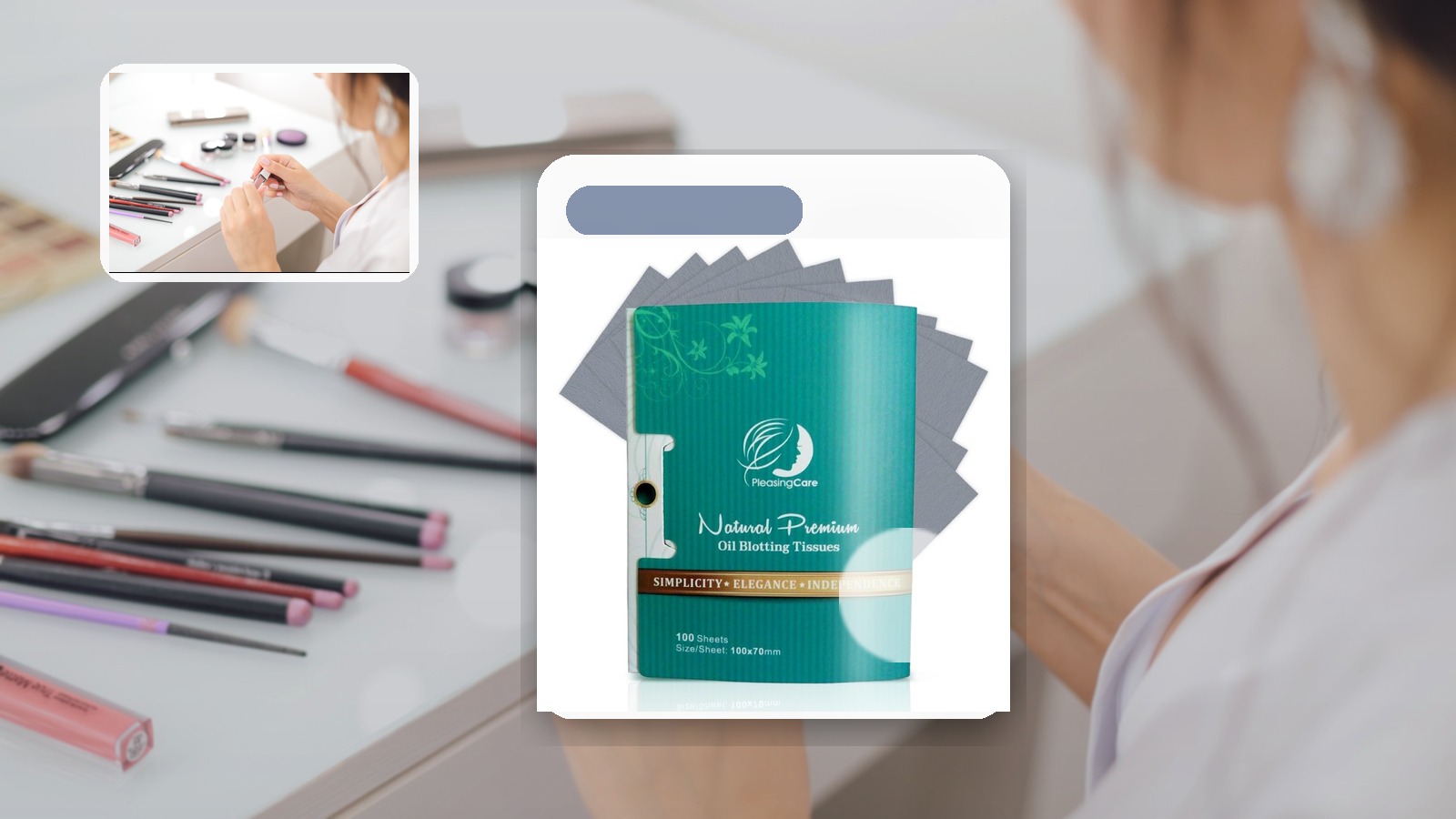Blotting Paper vs Powder for Coworking Days using PleasingCare blotting paper in a desk setting