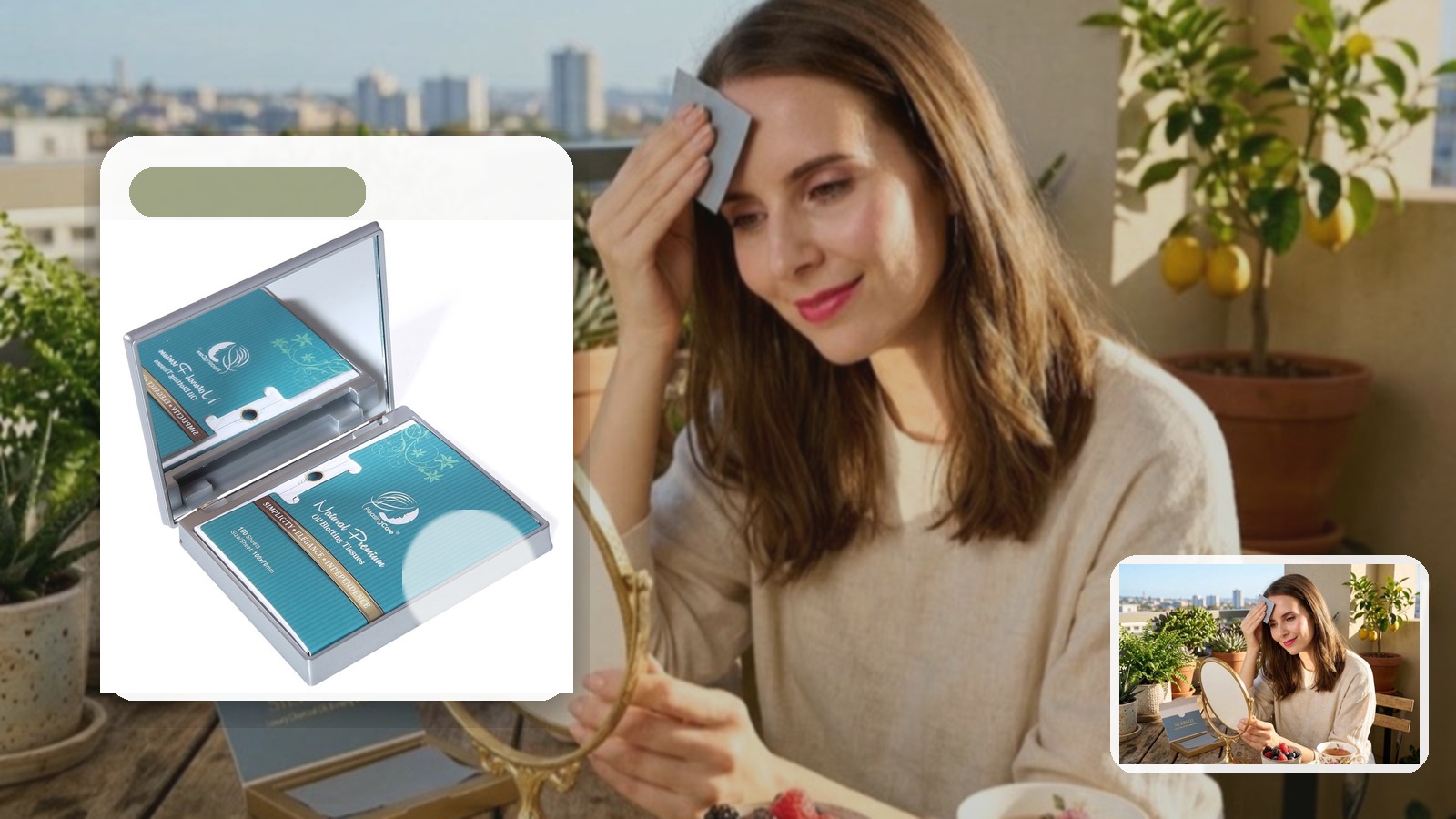 Blotting Paper vs Powder for Theme Park Days using PleasingCare blotting paper in an outdoor setting