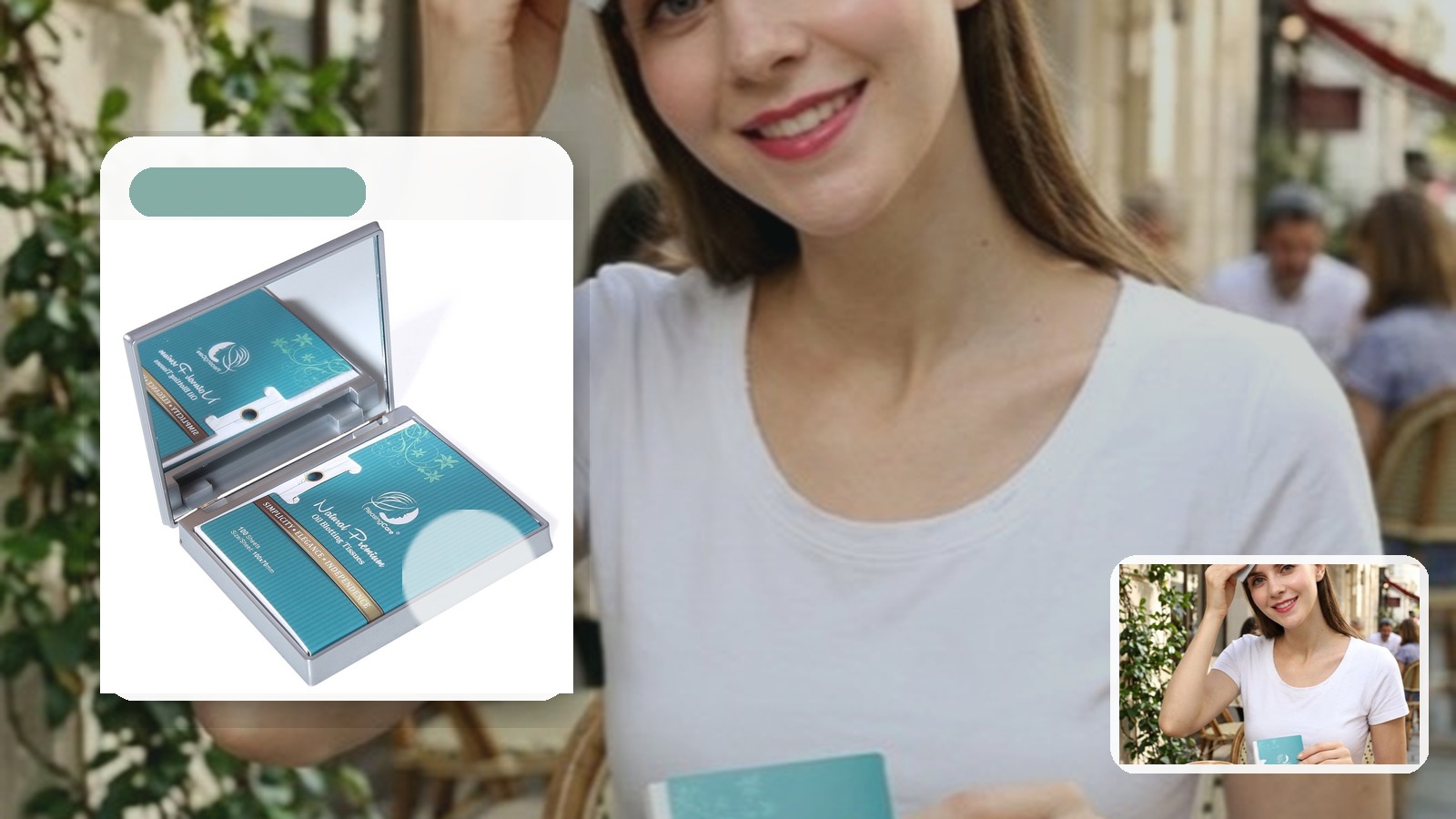 Mirror Case for Red-eye Arrivals using PleasingCare blotting paper in a travel setting