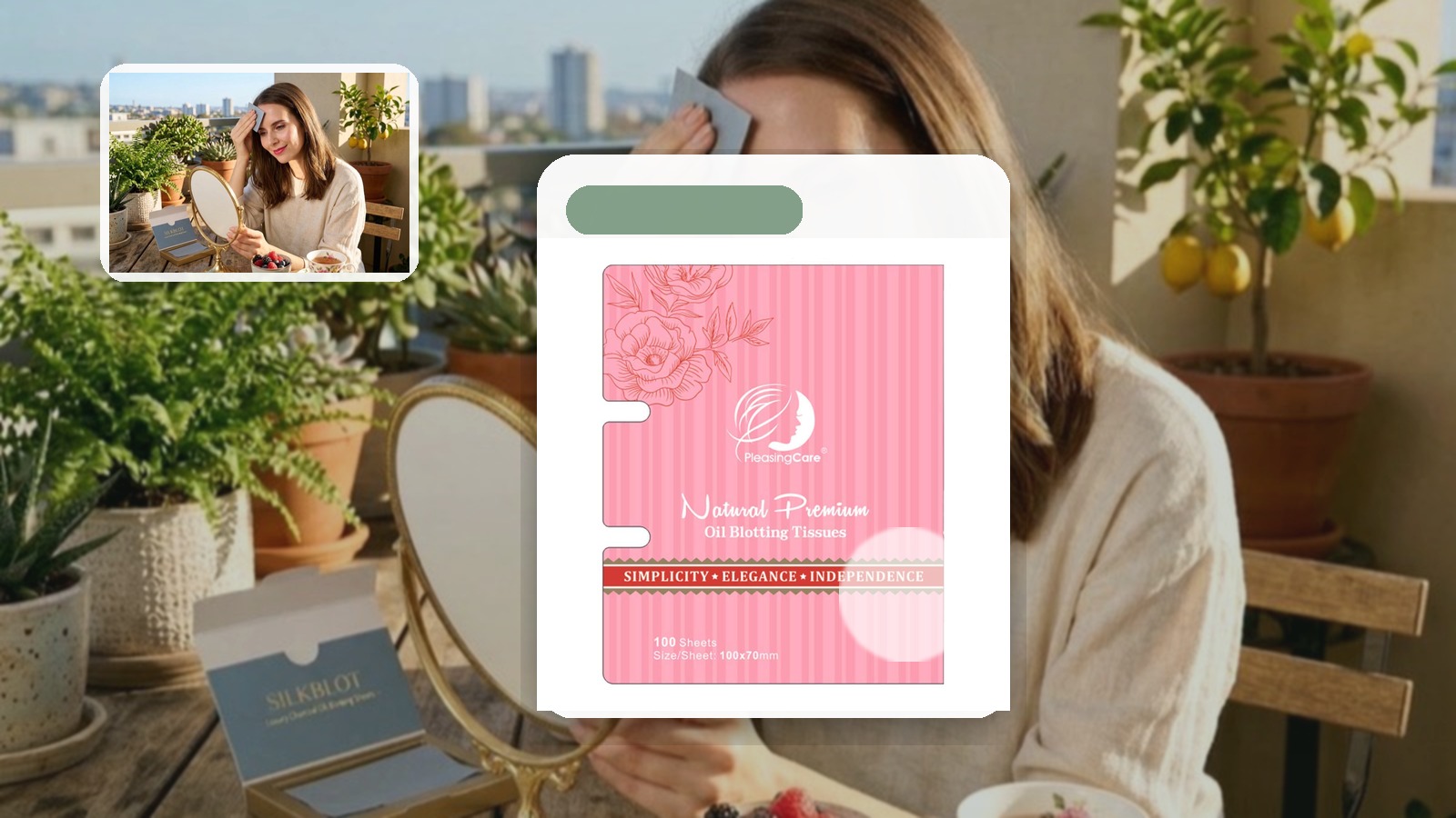 Rose for Farmer Market Mornings using PleasingCare blotting paper in an outdoor setting