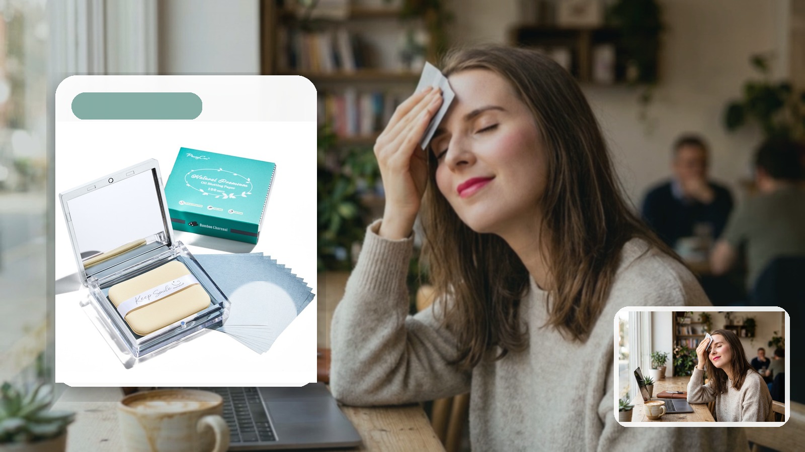What to Pack for Brunch After Pilates if You Have Oily Skin using PleasingCare blotting paper in a gym setting